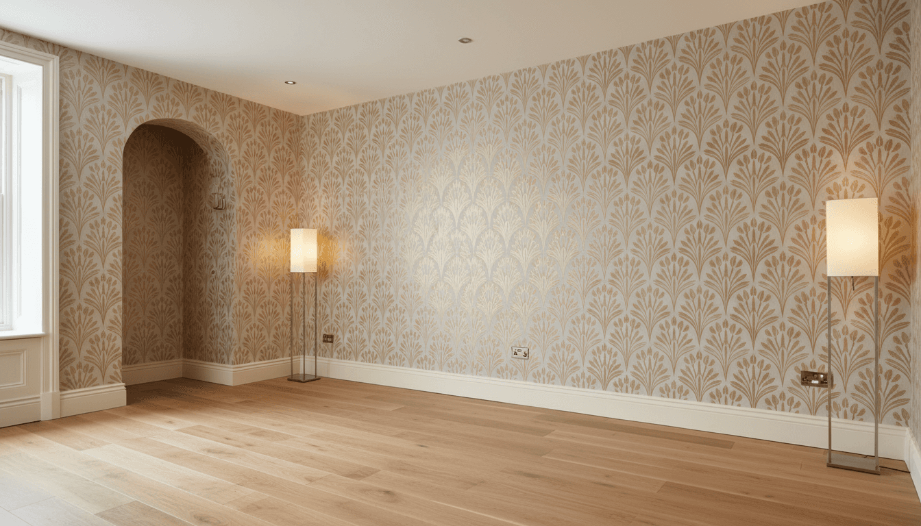 New wall covering and wood flooring installation in a London property